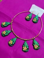 Handcrafted Leaf & Flower Terracotta Necklace Set - Image 3