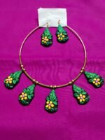Handcrafted Leaf & Flower Terracotta Necklace Set - Image 4