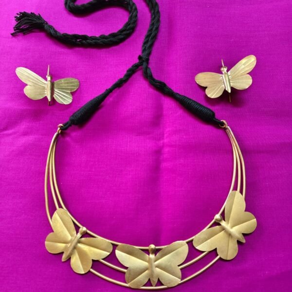 Handcrafted Brass Butterfly Necklace Set