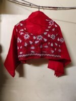Silk Kantha Stitch Blouse Piece (Color - Tomato )