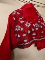Silk Kantha Stitch Blouse Piece (Color - Tomato ) - Image 3