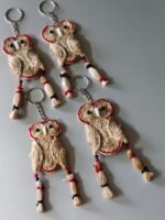Jute Owl Key Chain Usable Home and Car Key Ring - Image 3