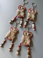 Jute Owl Key Chain Usable Home and Car Key Ring - Image 2