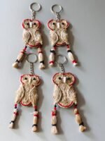 Jute Owl Key Chain Usable Home and Car Key Ring
