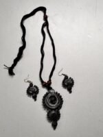 Handcrafted Black Terracotta Necklace Set with Earrings