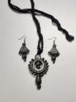 Handcrafted Black Terracotta Necklace Set with Earrings