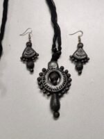 Handcrafted Black Terracotta Necklace Set with Earrings - Image 2