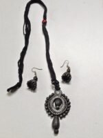 Handcrafted Black Terracotta Necklace Set with Earrings - Image 2