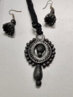 Handcrafted Black Terracotta Necklace Set with Earrings - Image 3