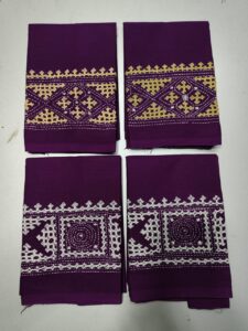 Gujarati Kantha Hand Embroidered Blouse Material – Purple Base
