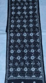 Handcrafted Black Silk Kantha Stitch Stole White floral