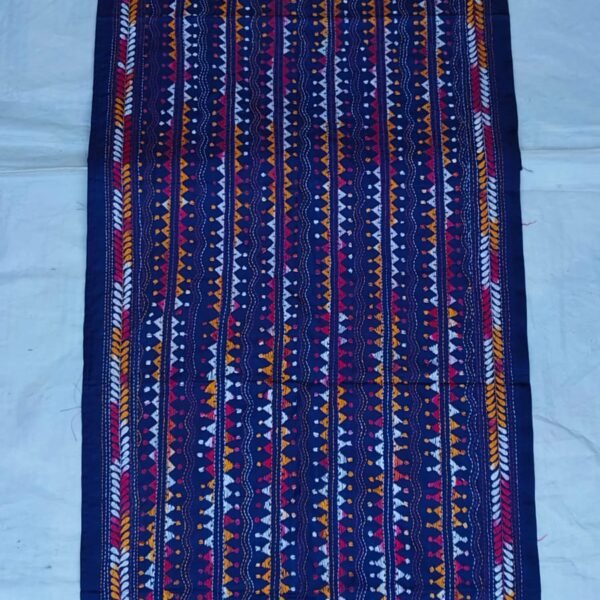 Handcrafted Blue Silk Kantha Stole