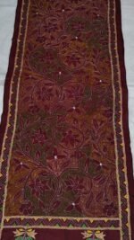 Maroon Floral Silk Kantha Stitch Stole – Handcrafted Elegance