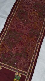 Maroon Floral Silk Kantha Stitch Stole – Handcrafted Elegance - Image 3