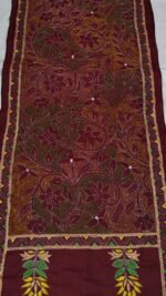 Maroon Floral Silk Kantha Stitch Stole – Handcrafted Elegance - Image 2