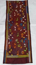 Maroon Floral Kantha Silk Stole - Image 5