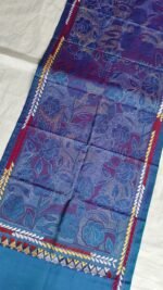Blue-Purple Silk Kantha Stole – Floral Vine Pattern - Image 2