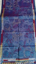 Blue-Purple Silk Kantha Stole – Floral Vine Pattern - Image 4