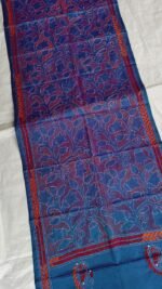 Blue-Purple Silk Kantha Stole – Floral - Image 2