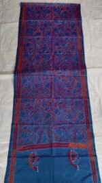 Blue-Purple Silk Kantha Stole – Floral - Image 4