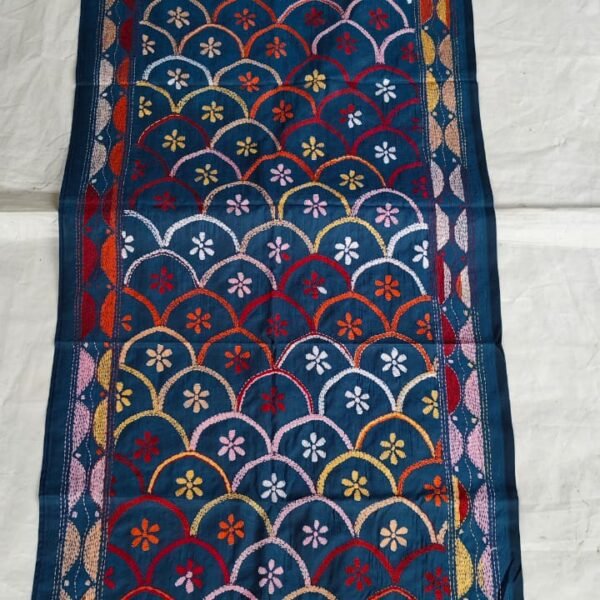 Silk Kantha Stitch Stole – Floral