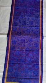 Blue Silk Kantha Stole – Floral Vine Pattern - Image 4