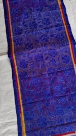 Blue Silk Kantha Stole – Floral Vine Pattern - Image 2