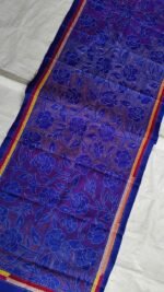 Blue Silk Kantha Stole – Floral Vine Pattern - Image 3