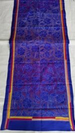 Blue Silk Kantha Stole – Floral Vine Pattern - Image 5