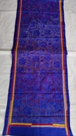 Blue Silk Kantha Stole – Floral Vine Pattern - Image 6
