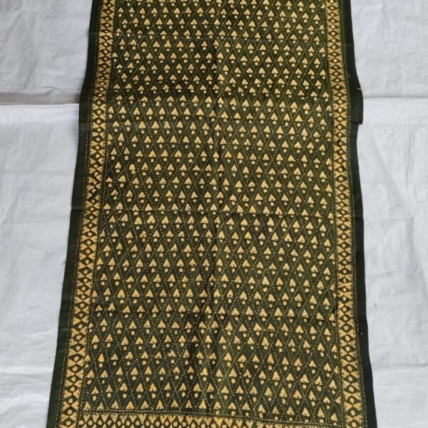 Hand Work Silk Kantha Stitch Stole deep green