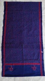 Handcrafted Blue Silk Kantha Stole Thread Red