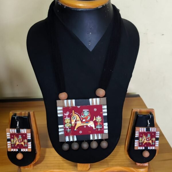 Terracotta Necklace Set for Women (Sticker Theme Horse design)