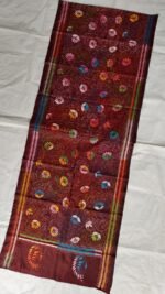 Deep Red Maroon Floral Kantha Silk Stole - Image 2