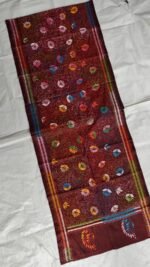 Deep Red Maroon Floral Kantha Silk Stole - Image 3