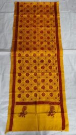 Yellow Silk Stole – Floral Kantha Embroidery