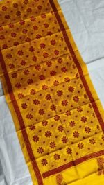 Yellow Silk Stole – Floral Kantha Embroidery - Image 2
