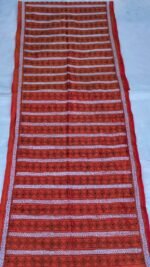 Red Silk Kantha Stitch Stole – Geometric Stripe Pattern - Image 4
