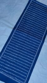 Blue Silk Kantha Stitch Stole – Chevron Inspired Pattern - Image 3