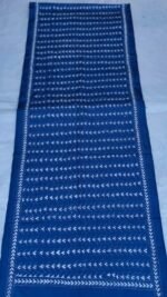 Blue Silk Kantha Stitch Stole – Chevron Inspired Pattern - Image 4