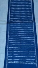 Blue Silk Kantha Stitch Stole – Chevron Inspired Pattern - Image 5