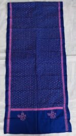 Royal Blue Silk Kantha Stole – Red Floral Dot Pattern