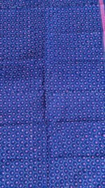 Royal Blue Silk Kantha Stole – Red Floral Dot Pattern - Image 4