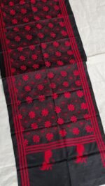 Black  Silk Stole – Floral Kantha Embroidery - Image 2