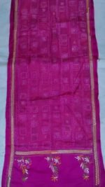 Pink Purple mix Silk Kantha Stitch Stole – Geometric Patterning - Image 5