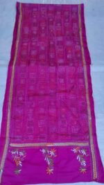 Pink Purple mix Silk Kantha Stitch Stole – Geometric Patterning - Image 4