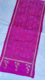 Pink Purple mix Silk Kantha Stitch Stole – Geometric Patterning - Image 2