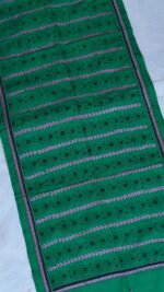 Emerald Green Silk Kantha Stitch Stole – Geometric Tribal Embroidery - Image 2