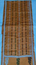 Deep Cream Silk Kantha Stitch Stole – Geometric Tribal