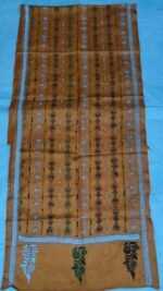 Deep Cream Silk Kantha Stitch Stole – Geometric Tribal - Image 4